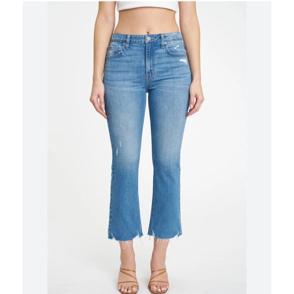 ☀️Eunina Emery Frenzy High Rise Distressed Cropped Bootcut Jeans Blue 5/27W NWT